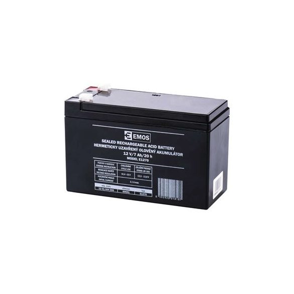 EMOS 12V/7Ah zárt,savas ólomakkumulátor 151x65x95mm Faston 4,7mm B9691