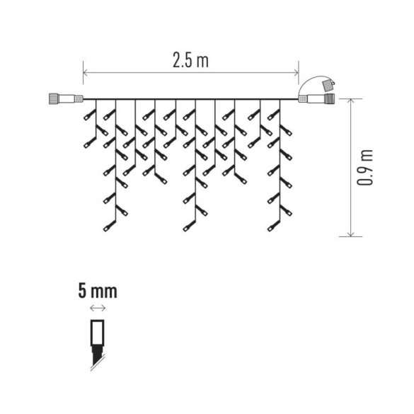 Standard LED sorolható füzér, villogó – jégcsapok, 2,5 m, kültéri,ww/cw ZY2002