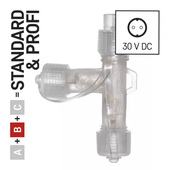 T-elosztó sorolható Standard fény füzérekhez, átlátszó, kültéri és beltéri