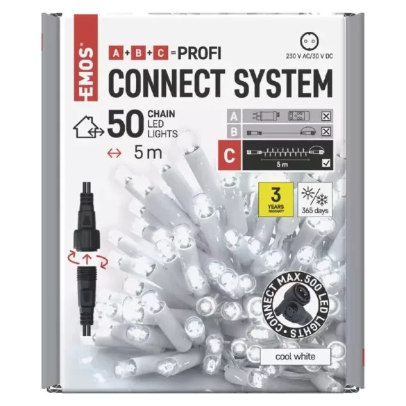 Profi LED sorolható füzér, fehér, 5 m, kültéri és beltéri, hideg fehér ZY2156