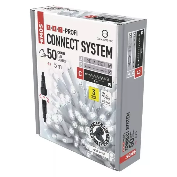 Profi LED sorolható füzér, fehér, 5 m, kültéri és beltéri, hideg fehér ZY2156