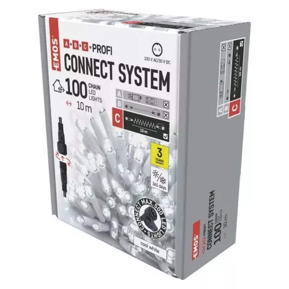 Profi LED sorolható füzér, fehér, 10 m, kültéri és beltéri, hideg fehér D2AC05