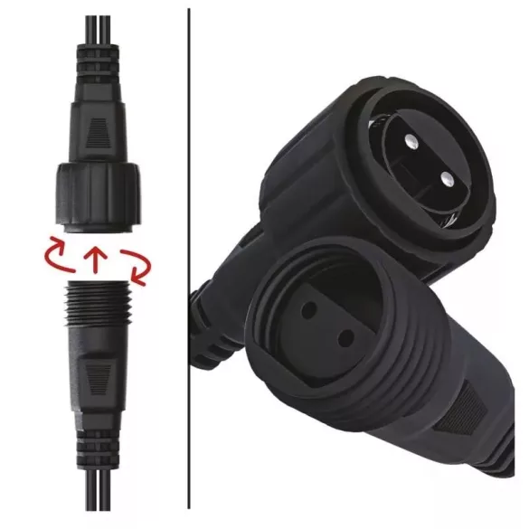 Profi LED sorolható füzér, fekete, 10 m, kültéri és beltéri, meleg fehér D2AW03