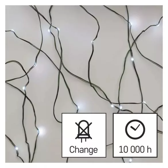 LED karácsonyi nano fényfüzér,zöld,7,5m,kültéri és beltéri,hideg fehér ZY1913T