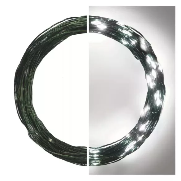 LED nano fényfüzér, zöld, 15m,kültéri és beltéri, hideg fehér ZY1914T / D3AC05