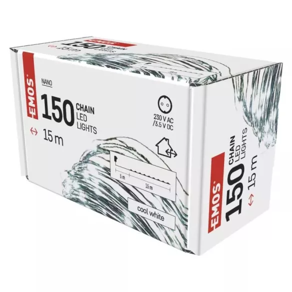 LED nano fényfüzér, zöld, 15m,kültéri és beltéri, hideg fehér ZY1914T / D3AC05