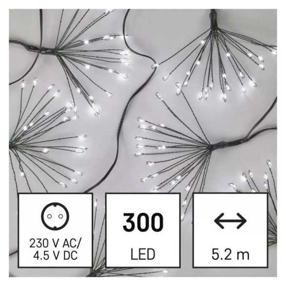 LED fényfüzér – fürtök, nano, 5,2 m, beltérre, hideg fehér, időzítő D3AC09