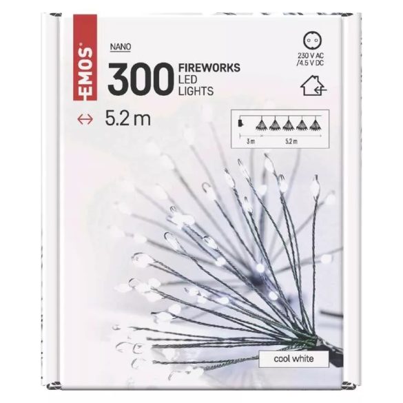 LED fényfüzér – fürtök, nano, 5,2 m, beltérre, hideg fehér, időzítő D3AC09