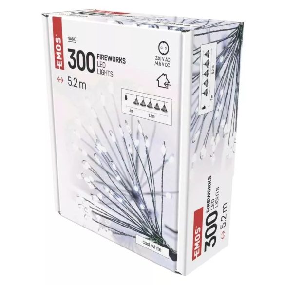 LED fényfüzér – fürtök, nano, 5,2 m, beltérre, hideg fehér, időzítő D3AC09