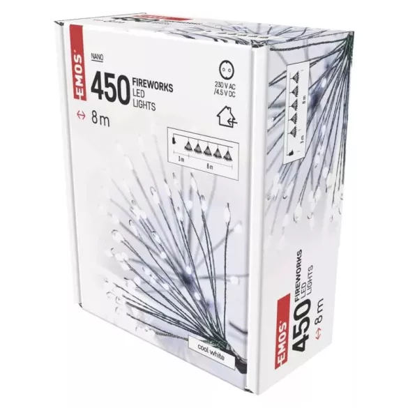 LED fényfüzér – fürtök, nano, 8 m, beltéri, hideg fehér, időzítő D3AC10