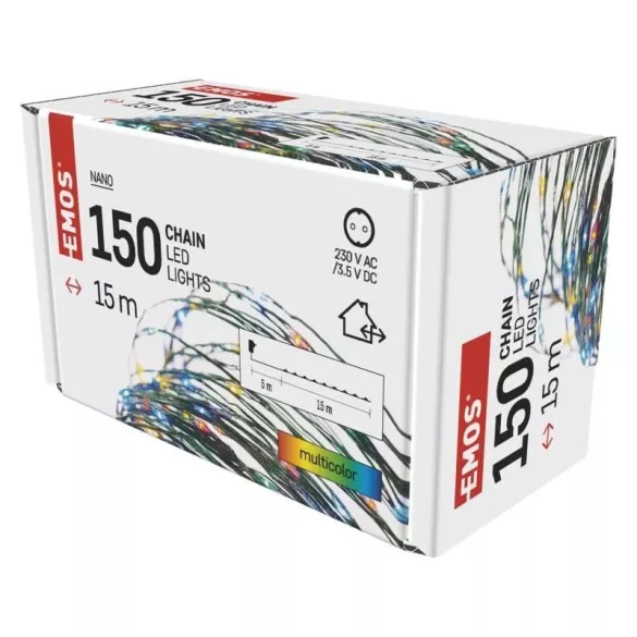 LED karácsonyi nano fényfüzér, zöld, 15 m, kültéri és beltéri,többszínű ZY1920T