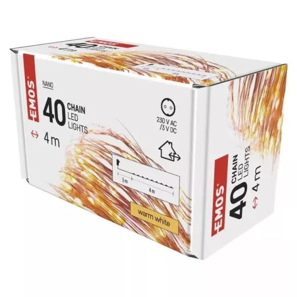 LED karácsonyi nano fényfüzér, réz, 4 m, kültéri és beltéri, meleg fehér ZY1910T