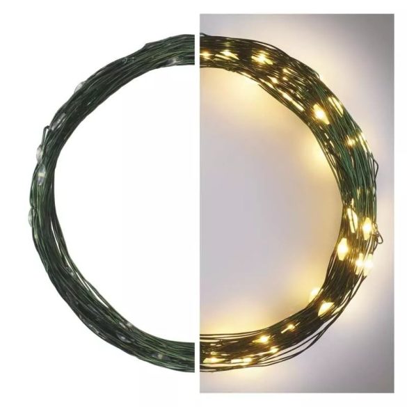 LED karácsonyi nano fényfüzér,zöld,7,5m,kültéri és beltéri,meleg fehér  ZY1916T