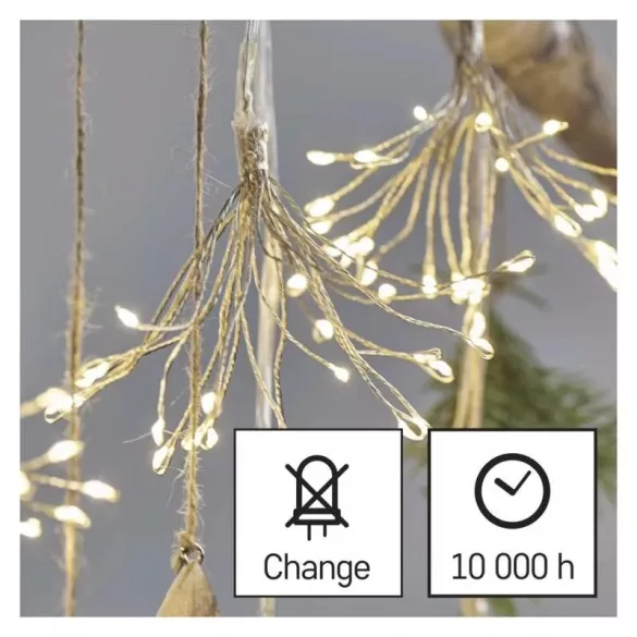 LED fényfüzér – fürtök, nano, 2,35 m, beltéri, meleg fehér, időzítő D3AW08