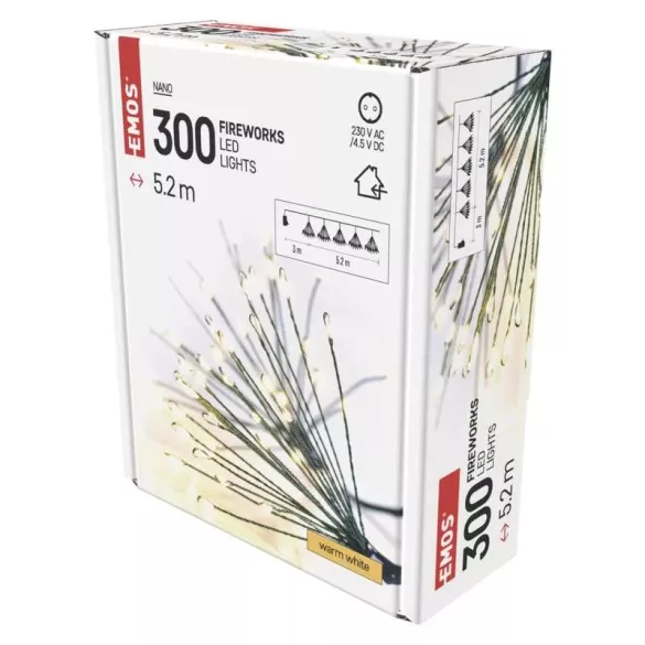 LED fényfüzér – fürtök, nano, 5,2 m, beltéri, meleg fehér, időzítő D3AW10
