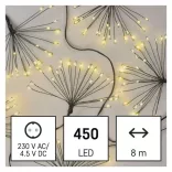 LED fényfüzér – fürtök, nano, 8 m, beltéri, meleg fehér, időzítő D3AW11