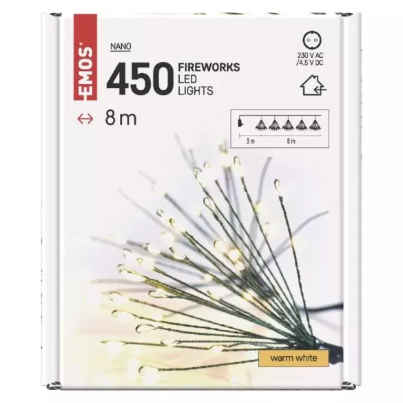 LED fényfüzér – fürtök, nano, 8 m, beltéri, meleg fehér, időzítő D3AW11