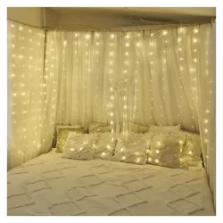 LED karácsonyi drop fényfüggöny, 1,7 x 1,5 m,kül- és beltéri,meleg fehér,D3CW02