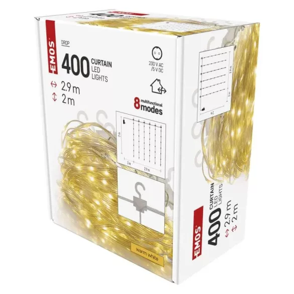 LED karácsonyi drop fényfüggöny, 2,9 x 2 m,kül- és beltéri,warm white,D3CW04