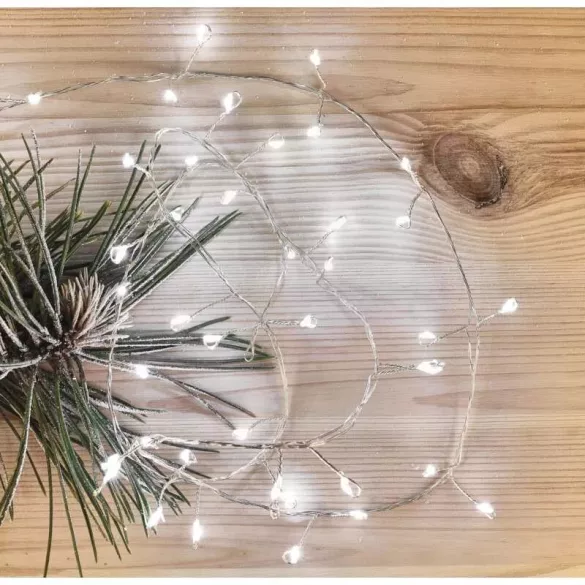 LED karácsonyi nano fényfüzér – süni, 2,4 m, 3x AA, beltéri, hideg fehér, ZY2045