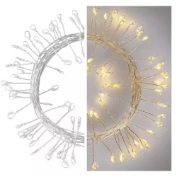   LED karácsonyi nano fényfüzér – süni, 2,4 m, 3x AA, beltéri, meleg fehér, ZY2044