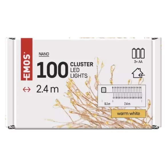 LED karácsonyi nano fényfüzér – süni, 2,4 m, 3x AA, beltéri, meleg fehér, ZY2044