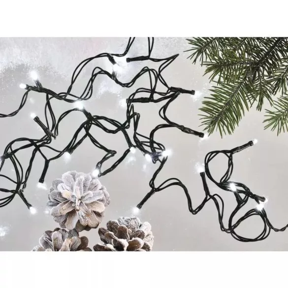 LED fényfüzér, 18 m, kültéri és beltéri, hideg fehér, időzítő ZY0804T / D4AC04