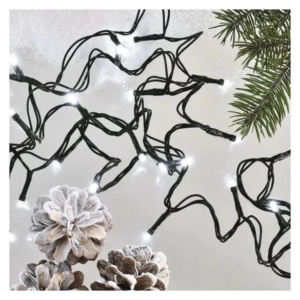 LED karácsonyi fényfüzér, 50 m, kültéri és beltéri, hideg fehér, időzítő D4AC06