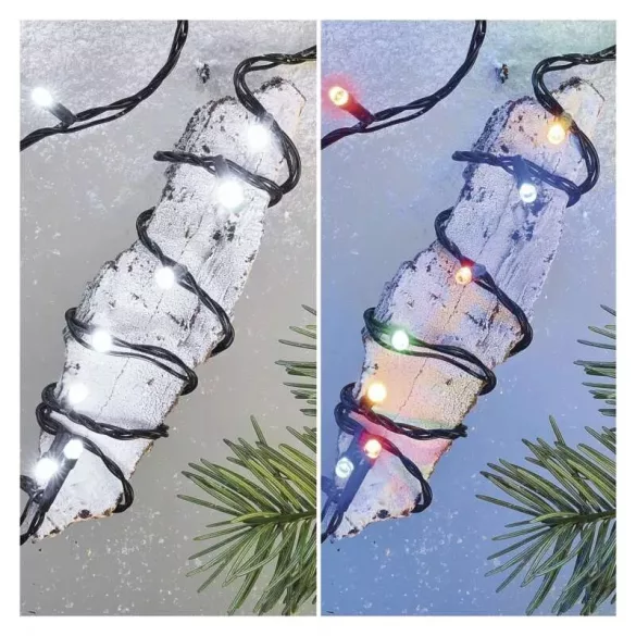 LED karácsonyi fényfüzér 2 az 1-ben, 10 m, kültéri és beltéri,hideg fehér D4AJ01