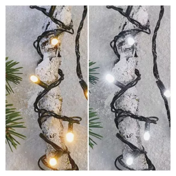 LED karácsonyi fényfüzér 2az1-ben,10m,kültéri és beltéri,meleg/hideg fehérD4AL05