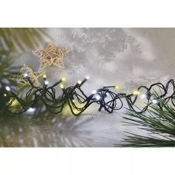 LED karácsonyi fényfüzér,villogó,18m,kültéri és beltéri,meleg/hideg fehér D4AN03