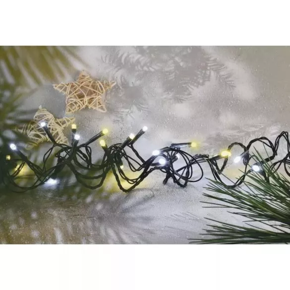 LED karácsonyi fényfüzér,8m,kültéri és beltéri,meleg/hideg fehér,időzítő D4AN04