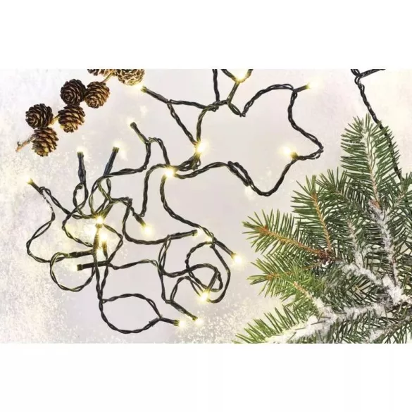 LED karácsonyi fényfüzér, 4 m, kültéri és beltéri, meleg fehér, időzítő ZY1701T