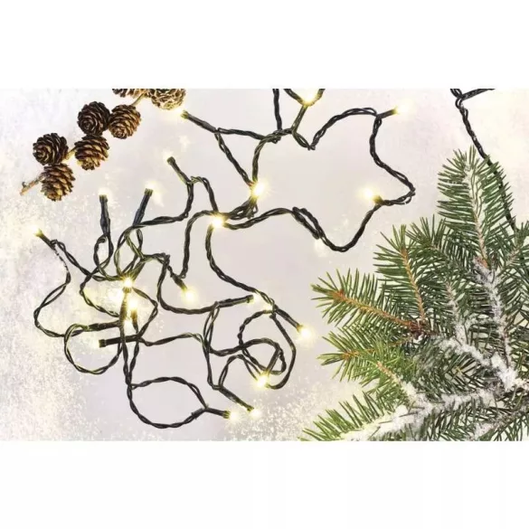 LED karácsonyi fényfüzér, 5+8m, kül és beltéri, meleg fehér, időzítő ZY1702T