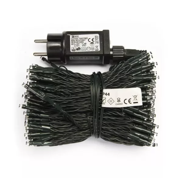 LED karácsonyi fényfüzér, 24 m, kültéri és beltéri, meleg fehér, időzítő ZY1705T