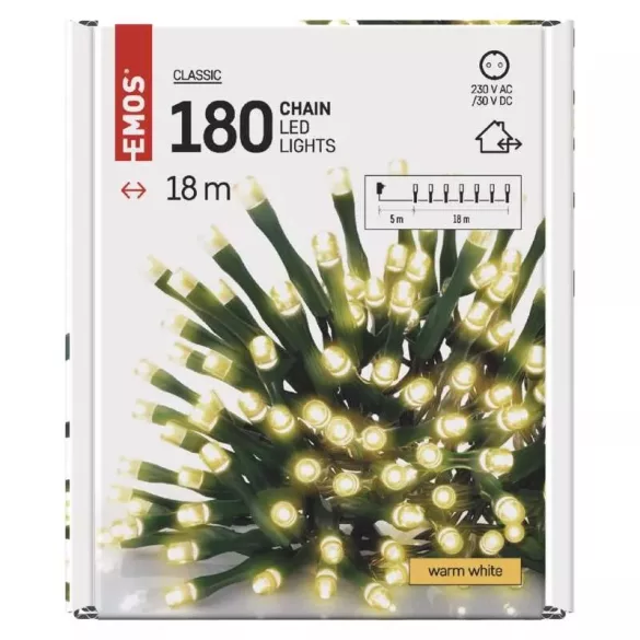 LED karácsonyi fényfüzér, 24 m, kültéri és beltéri, meleg fehér, időzítő ZY1705T