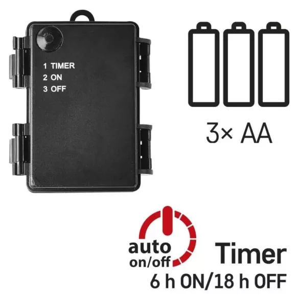 LED karácsonyi fényfüzér, 8,4 m, 3x AA, kültéri és beltéri, meleg fehér ZY2056