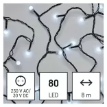LED karácsonyi fényfüzér,cseresznye,8m, kültéri és beltéri,hideg fehér ZY0901T