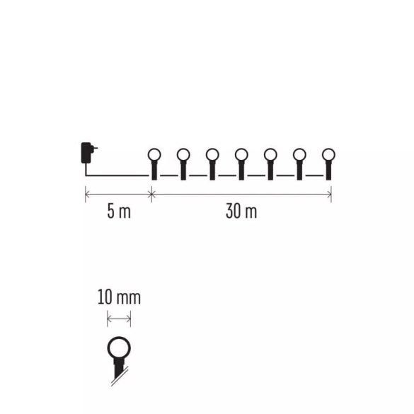 LED karácsonyi fényfüzér, cseresznye,30m,kültéri és beltéri,többszínű ZY1610T