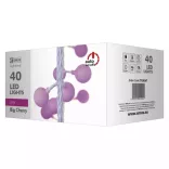 LED fényfüzér, cseresznye -golyók 2,5 cm, 4 m, kül- és beltéri, rózsaszín D5AP01