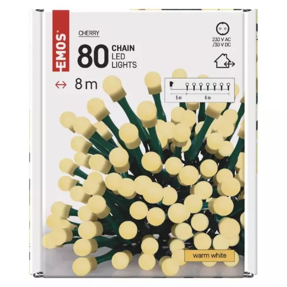 LED fényfüzér,cseresznye,8m,kültéri és beltéri,meleg fehér  ZY0902T / D5AW02