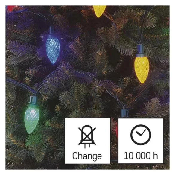 LED karácsonyi fényfüzér, színes égők, 9,8 m, multicolor, többfunkciós D5ZM01