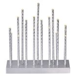 LED gyertyatartó, ezüst, 28,5 cm, 3x AA, beltéri, meleg fehér, időzítő