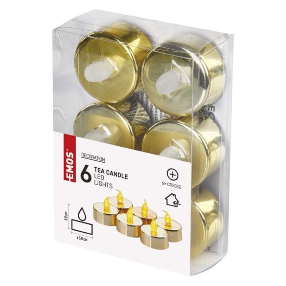 HOME DECO LED TEAMÉCSES ARANY 6DB 3.8cm 6xCR2032 DCCV13