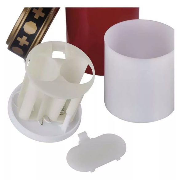 LED temetői mécses, piros, 2x C, kültéri és beltéri, meleg fehér,érzékelő ZY2372