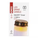 LED temetői mécses, 12,5 cm, 2x C, kültéri és beltéri, vintage, időzítő DCCV21