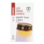 LED temetői mécses, 12,5 cm, 2x C, kültéri és beltéri, vintage, időzítő DCCV21
