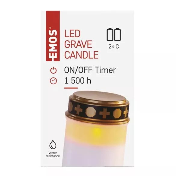 LED temetői mécses, 12,5 cm, 2x C, kültéri és beltéri, vintage, időzítő DCCV21