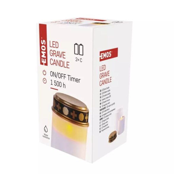 LED temetői mécses, 12,5 cm, 2x C, kültéri és beltéri, vintage, időzítő DCCV21