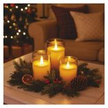 LED dekoráció - 3x viaszgyertya üvegben, 6x AA, meleg fehér, időzítő DCCW05